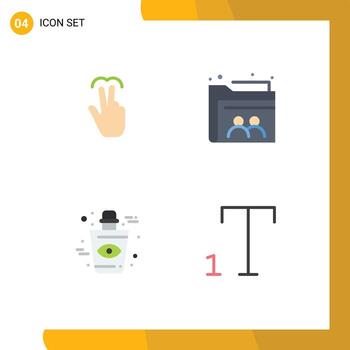 User Interface Pack of 4 Basic Flat Icons of gestures blood touch user eye Editable Vector Design Elements