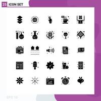 Set of 25 Modern UI Icons Symbols Signs for tv break hot fingerprint cup scanner Editable Vector Design Elements