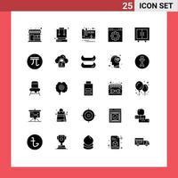 Solid Glyph Pack of 25 Universal Symbols of furniture setting architecture page gear Editable Vector Design Elements