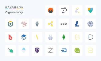 25 Cryptocurrency Flat color icon pack vector