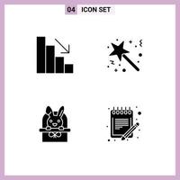 Universal Icon Symbols Group of 4 Modern Solid Glyphs of analytics cart magic surprise holiday Editable Vector Design Elements