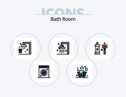 Bath Room Line Filled Icon Pack 5 Icon Design. utensil. cabinet. slippers. box. shave