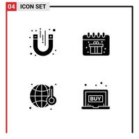 Set of 4 Modern UI Icons Symbols Signs for laboratory waste magnetic box laptop Editable Vector Design Elements