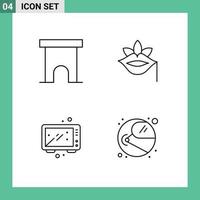 Stock Vector Icon Pack of 4 Line Signs and Symbols for building spring shop flower cooking Editable Vector Design Elements