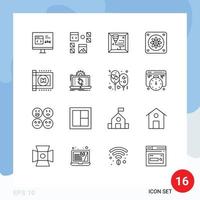 16 Universal Outline Signs Symbols of data hospital page healthcare cooler Editable Vector Design Elements