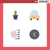 Editable Vector Line Pack of 4 Simple Flat Icons of cactus form car bacteria arrow Editable Vector Design Elements