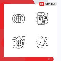 4 Creative Icons Modern Signs and Symbols of global bio arrow love eco Editable Vector Design Elements