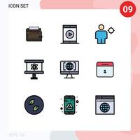 Mobile Interface Filledline Flat Color Set of 9 Pictograms of board position mobile location body Editable Vector Design Elements