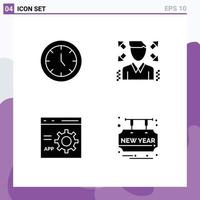 4 Creative Icons Modern Signs and Symbols of clock develop time profile programming Editable Vector Design Elements