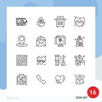 Stock Vector Icon Pack of 16 Line Signs and Symbols for gps line egg heart postbox Editable Vector Design Elements