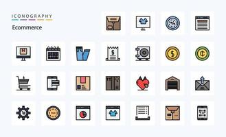 25 Ecommerce Line Filled Style icon pack vector