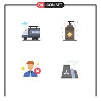 4 Flat Icon concept for Websites Mobile and Apps city recruitment beach delete factory Editable Vector Design Elements