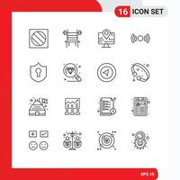 Group of 16 Outlines Signs and Symbols for ux signal machine essential education Editable Vector Design Elements