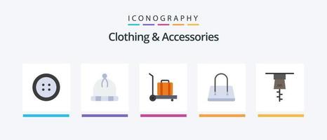 Paquete de 5 íconos planos de ropa y accesorios que incluye. Moda. . diseño de iconos creativos vector