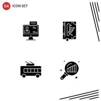4 Universal Solid Glyphs Set for Web and Mobile Applications chat declaration dialog book bus Editable Vector Design Elements