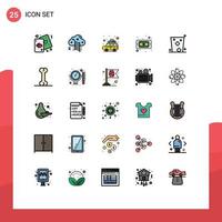 Filled line Flat Color Pack of 25 Universal Symbols of alcohol cpu data computer bus Editable Vector Design Elements