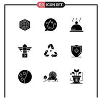 conjunto de 9 iconos de ui modernos símbolos signos para ecología canadá entrenamiento noche calle elementos de diseño vectorial editables vector