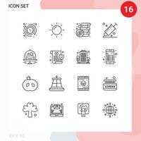 16 Universal Outlines Set for Web and Mobile Applications plate tool income picker colour Editable Vector Design Elements