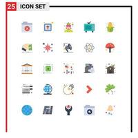 Set of 25 Modern UI Icons Symbols Signs for hand food character corn media Editable Vector Design Elements