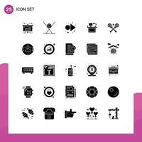 Universal Icon Symbols Group of 25 Modern Solid Glyphs of place monitor sushi desktop computer Editable Vector Design Elements