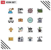 16 iconos creativos signos y símbolos modernos de estrategia de base de datos de maletín finanzas de respaldo elementos de diseño de vectores creativos editables