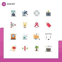 Mobile Interface Flat Color Set of 16 Pictograms of home mesh auction judgement data storage Editable Pack of Creative Vector Design Elements