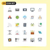 User Interface Pack of 25 Basic Flat Colors of pc device devices monitor technology Editable Vector Design Elements