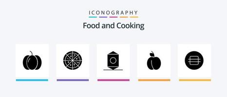 paquete de iconos de glifo de alimentos 5 que incluye. alimento. dulce. come. Fruta. diseño de iconos creativos vector