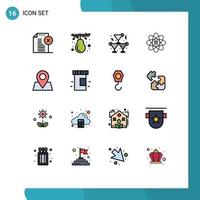 Set of 16 Modern UI Icons Symbols Signs for map data scince pear scince wine Editable Creative Vector Design Elements