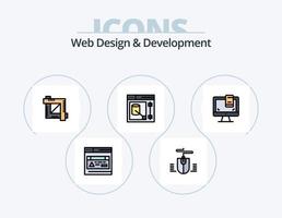 diseño web y línea de desarrollo paquete de iconos llenos 5 diseño de iconos. . web página web . día vector