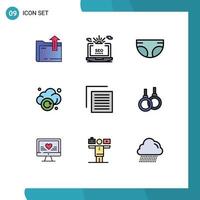 Group of 9 Modern Filledline Flat Colors Set for document storage web refresh diaper Editable Vector Design Elements