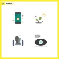 Pack of 4 Modern Flat Icons Signs and Symbols for Web Print Media such as close cell app science building Editable Vector Design Elements