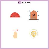 Mobile Interface Flat Icon Set of 4 Pictograms of dash four discount shopping right Editable Vector Design Elements