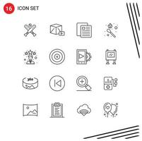 Outline Pack of 16 Universal Symbols of employee stick fire education match fire Editable Vector Design Elements