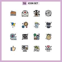 conjunto de 16 iconos de interfaz de usuario modernos símbolos signos para la naturaleza médica corazón atención médica acción de gracias elementos de diseño de vectores creativos editables