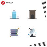 4 Thematic Vector Flat Icons and Editable Symbols of bottle residence cold estate cloud server Editable Vector Design Elements