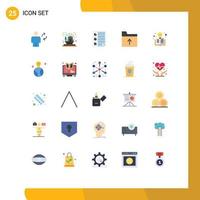 Set of 25 Commercial Flat Colors pack for get document globe report four Editable Vector Design Elements