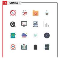 Universal Icon Symbols Group of 16 Modern Flat Colors of analysis student lead cut documents Editable Pack of Creative Vector Design Elements