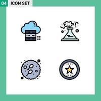 Mobile Interface Filledline Flat Color Set of 4 Pictograms of sever adult cloud pollution sexual Editable Vector Design Elements