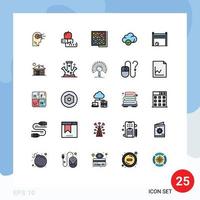 paquete de iconos de vector de stock de 25 signos y símbolos de línea para elementos de diseño de vector editables de socket de nube universitario seguro de tecnología