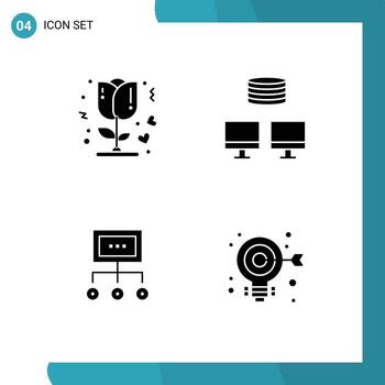 Modern Set of Solid Glyphs and symbols such as flower chart romantic sync management Editable Vector Design Elements