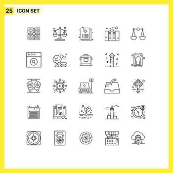 Set of 25 Vector Lines on Grid for justice power healthcare generator emergency Editable Vector Design Elements