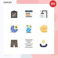 9 Universal Flat Colors Set for Web and Mobile Applications cash environment travel ecology security Editable Vector Design Elements