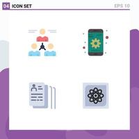 4 Thematic Vector Flat Icons and Editable Symbols of connect document team mobile job Editable Vector Design Elements