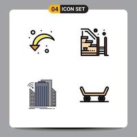 Pack of 4 Modern Filledline Flat Colors Signs and Symbols for Web Print Media such as refresh buildings down left stairs sensor Editable Vector Design Elements