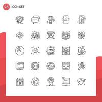 Universal Icon Symbols Group of 25 Modern Lines of printing cake bubble mobile transport Editable Vector Design Elements