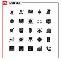 Set of 25 Modern UI Icons Symbols Signs for power green worker energy real Editable Vector Design Elements