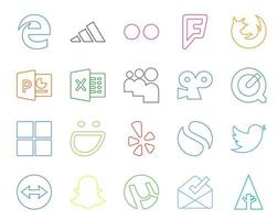 Paquete de 20 íconos de redes sociales que incluye teamviewer twitter myspace simple smugmug vector