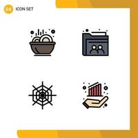 Stock Vector Icon Pack of 4 Line Signs and Symbols for bowl holiday stew file chart Editable Vector Design Elements