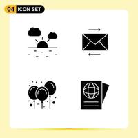 Stock Vector Icon Pack of 4 Line Signs and Symbols for cloud decoration message balloons passport Editable Vector Design Elements